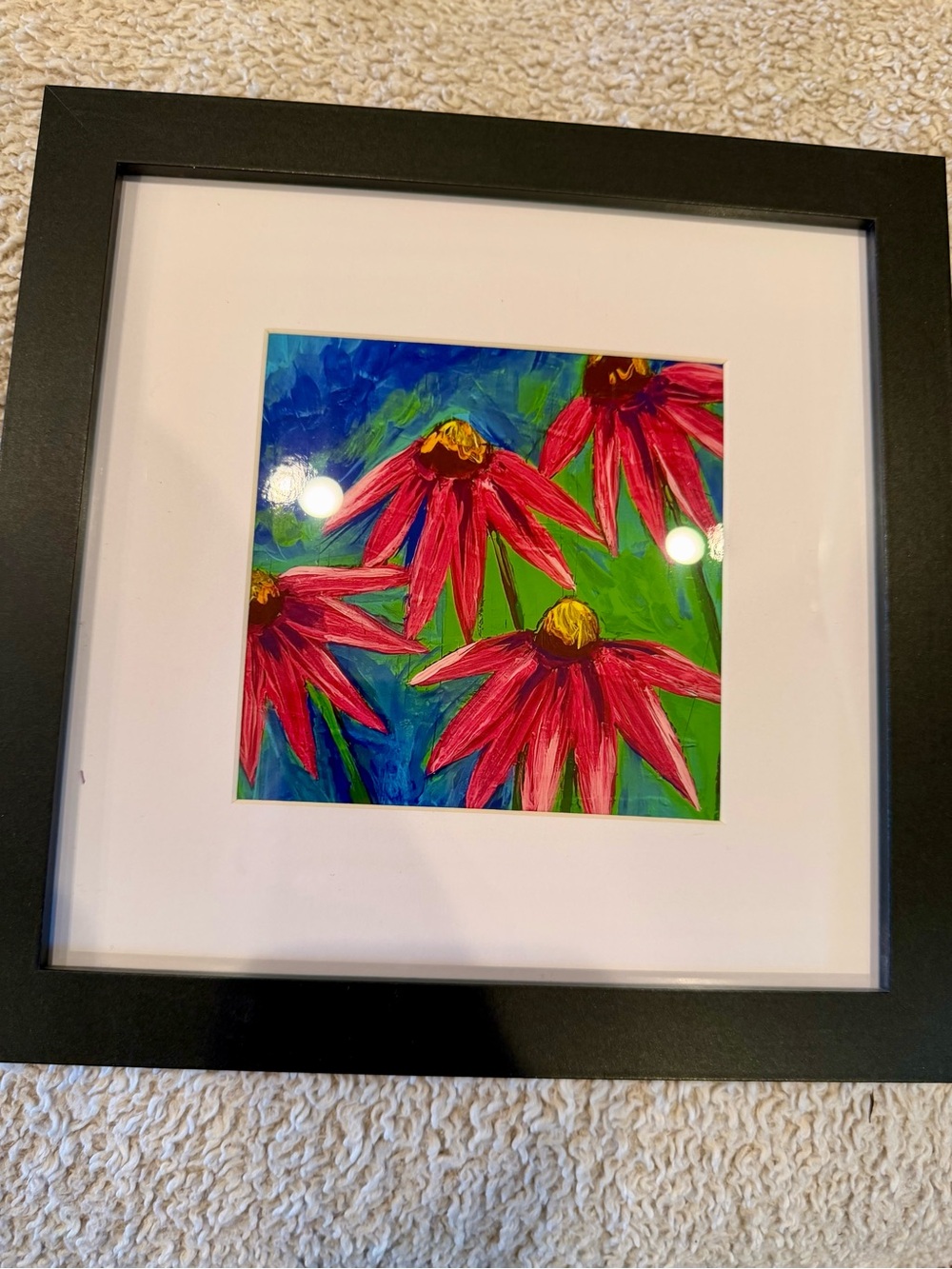 Vibrant Pink Coneflower Framed Wall Art - Unbranded